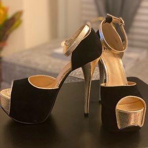 Black suede Platform heels